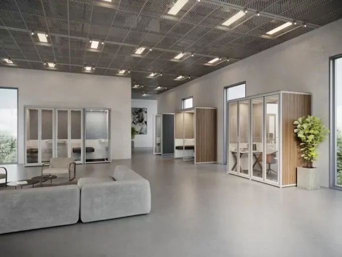 Soundproof phone booth for quiet calls in an open office