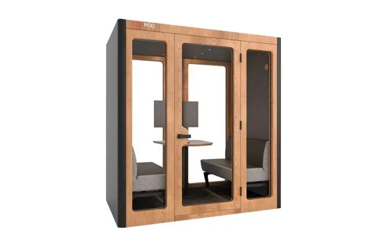 Acoustic office booth supporting productive modern workplaces