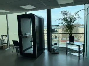 Office phone booth for confidential calls and negotiations