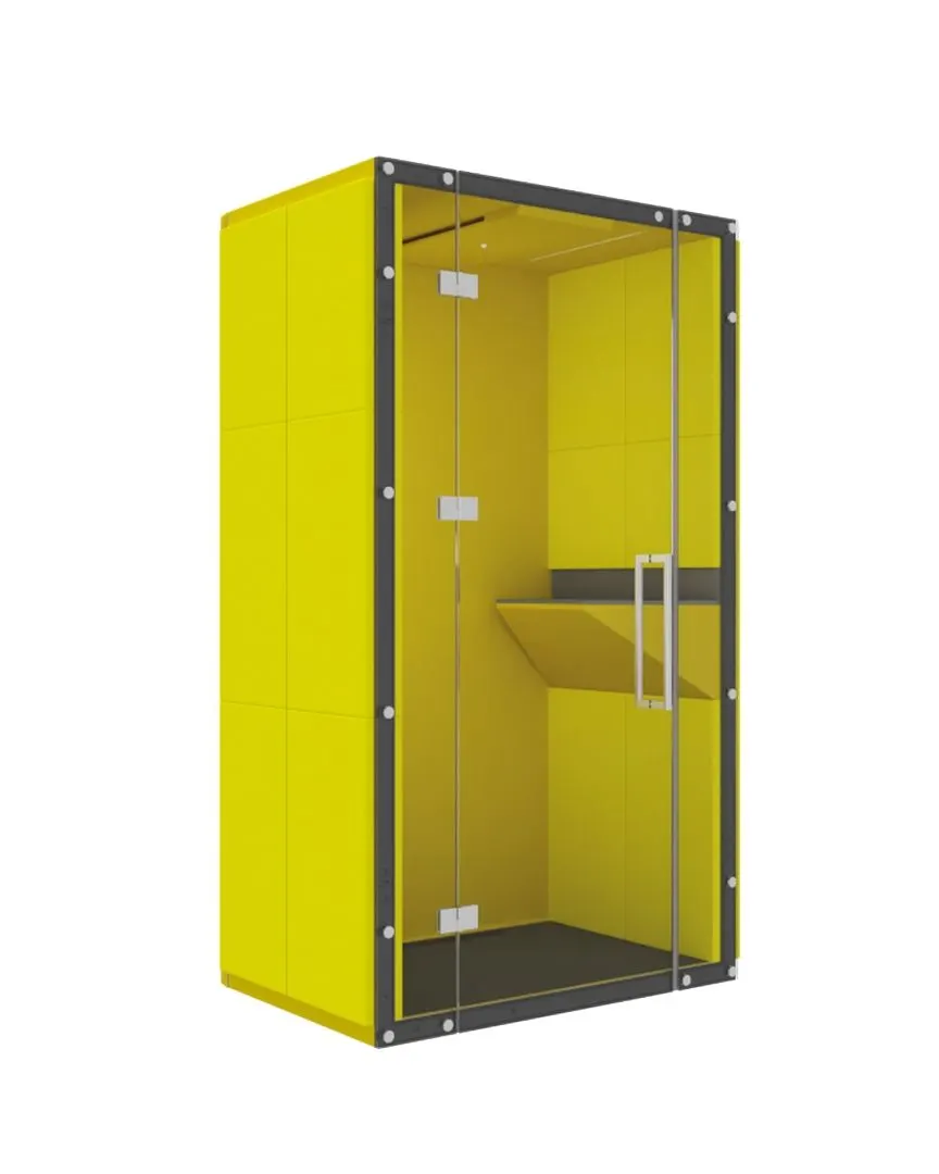 Acoustic phone booth cutting open-plan noise so calls stay clear and private