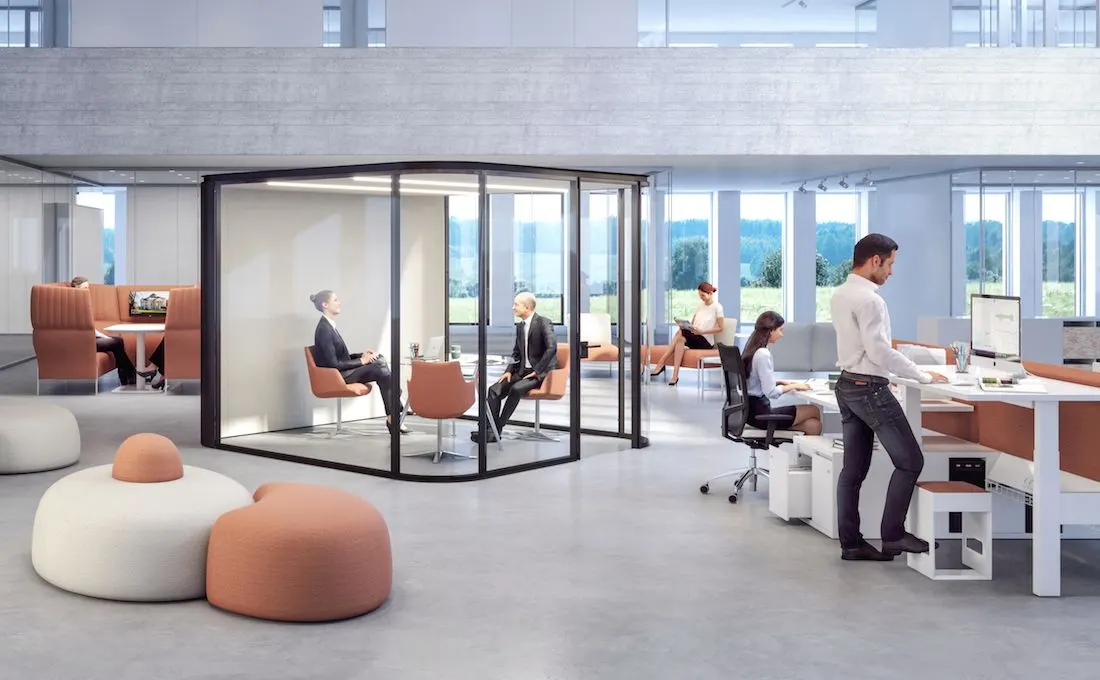 Open-space office where noise and microclimate affect comfort