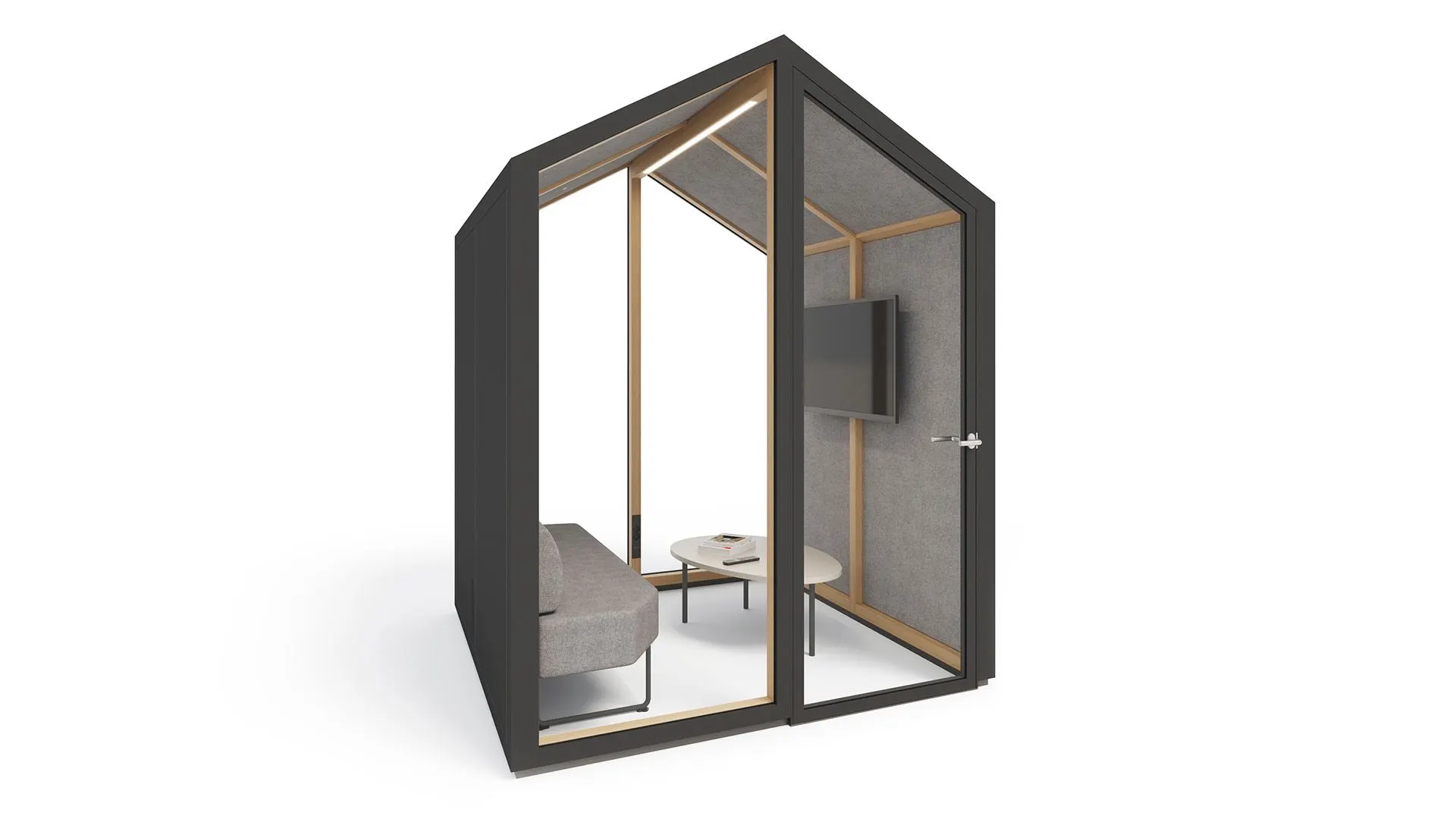 Acoustic meeting pod taming conversational noise and protecting speech privacy in the open office