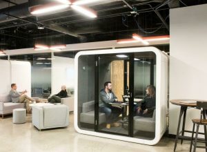 Cabins for negotiations in the office.